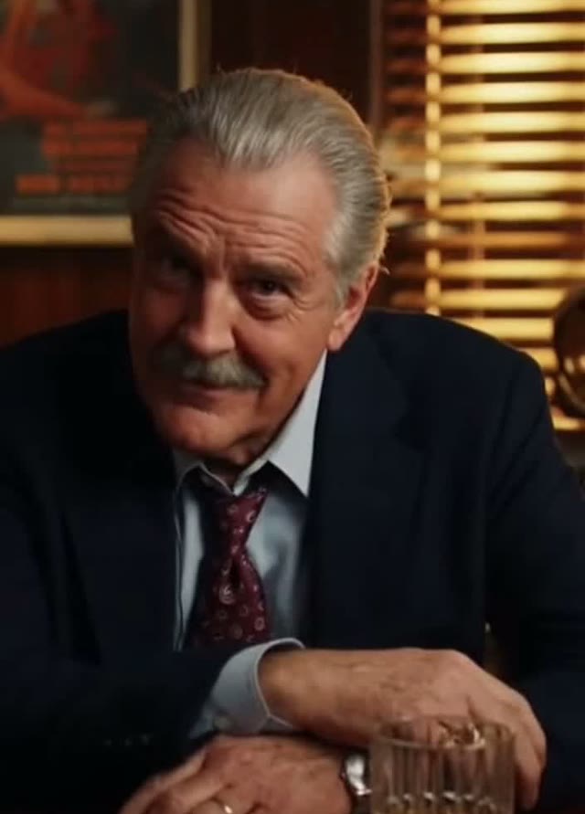 Donald P. Belmesario seated at his desk beside a glass of whisky, hands clasped, smiling wryly at the camera